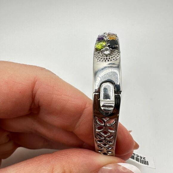 SALE! Still With tag! Multi-gemstone, stainless steel  hinged bracelet! - Picture 13 of 16